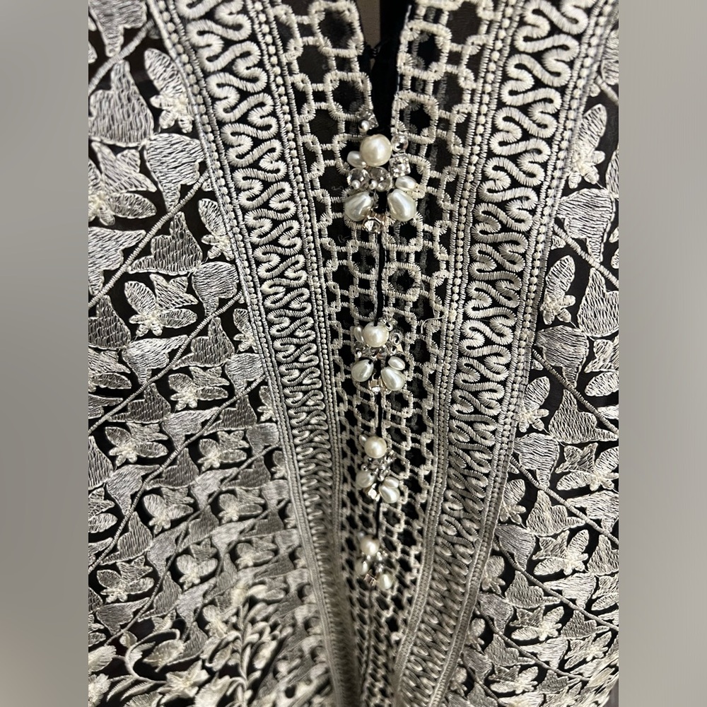 Black and White Desi Kurta - Picture 4 of 6
